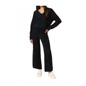 NEW SOFTIES marshmallow waffle v-neck lounge set in black